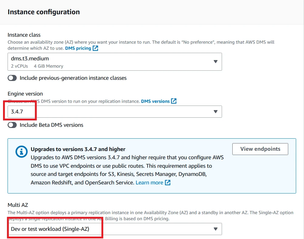 Upgrade MySQL 5.7 RDS DB Instance to Latest Version with Zero Downtime Create Replication Instance Engine Version