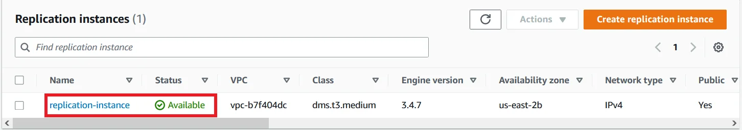 Upgrade MySQL 5.7 RDS DB Instance to Latest Version with Zero Downtime Created Replication Instance