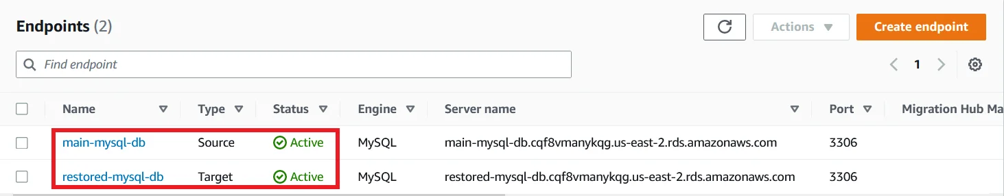 Upgrade MySQL 5.7 RDS DB Instance to Latest Version with Zero Downtime Source and target Endpoints