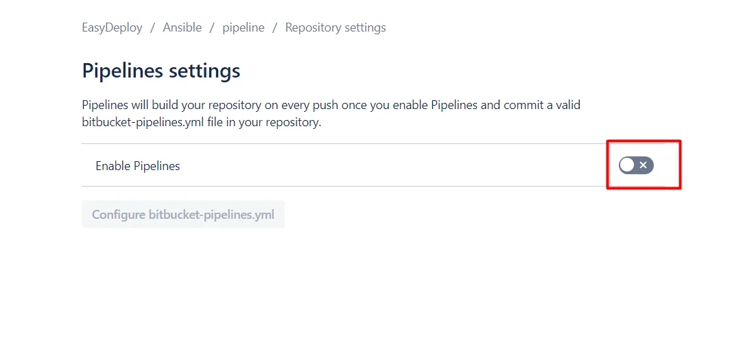 Clone a Bitbucket repository using Bitbucket Pipeline enable setting(pipeline)
