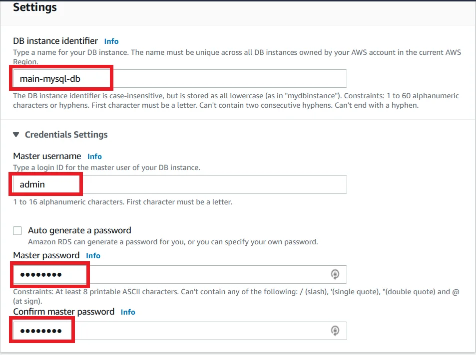 Upgrade MySQL 5.7 RDS DB Instance to Latest Version with Zero Downtime Create Database DB Settings