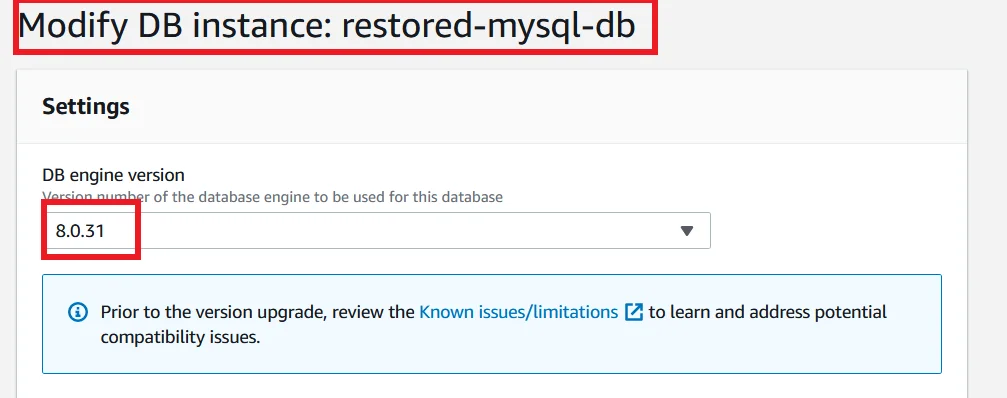 Upgrade MySQL 5.7 RDS DB Instance to Latest Version with Zero Downtime List Modify RDS DB