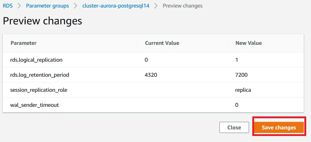 Upgrade Aurora PostgreSQL latest version with 0 Downtime using DMS Preview CHnages Parameter Group Latest version