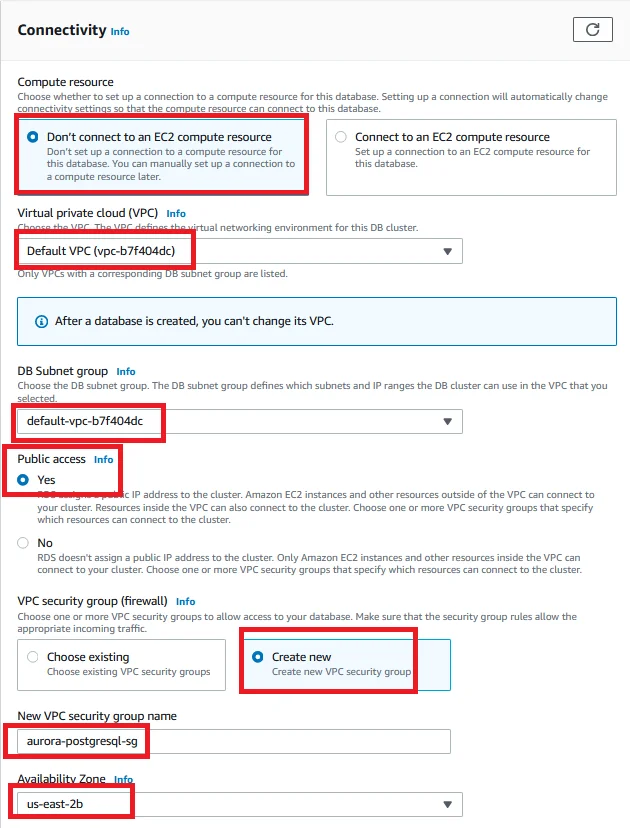 Upgrade Aurora PostgreSQL latest version with 0 Downtime using DMS Connectivity Source Database