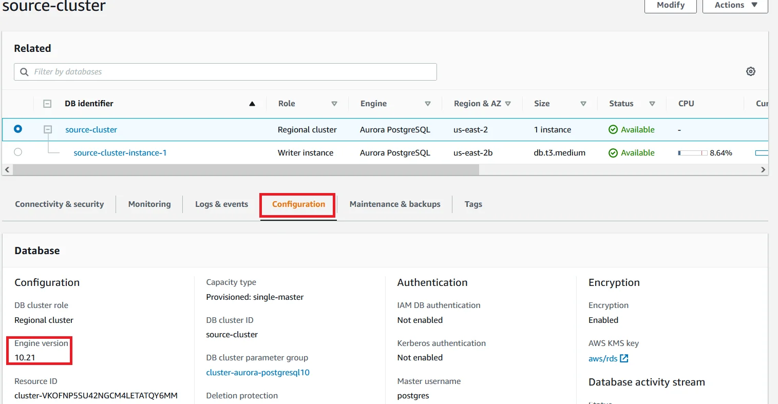 Upgrade Aurora PostgreSQL latest version with 0 Downtime using DMS Source DB Configuration