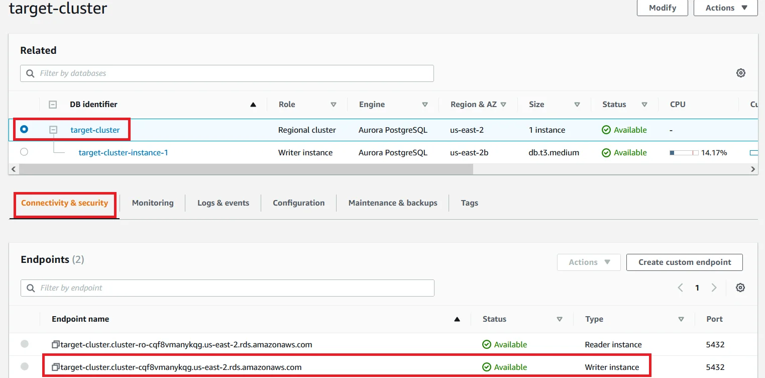 Upgrade Aurora PostgreSQL latest version with 0 Downtime using DMS Target DB Endpoints