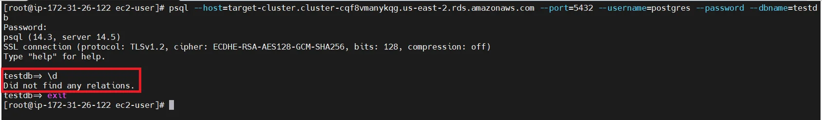 Upgrade Aurora PostgreSQL latest version with 0 Downtime using DMS Login to Target PostgreSQL DB