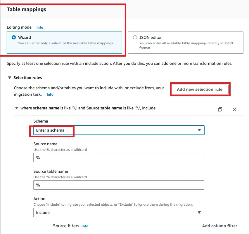 Upgrade Aurora PostgreSQL latest version with 0 Downtime using DMS Database Migration Table Mappings