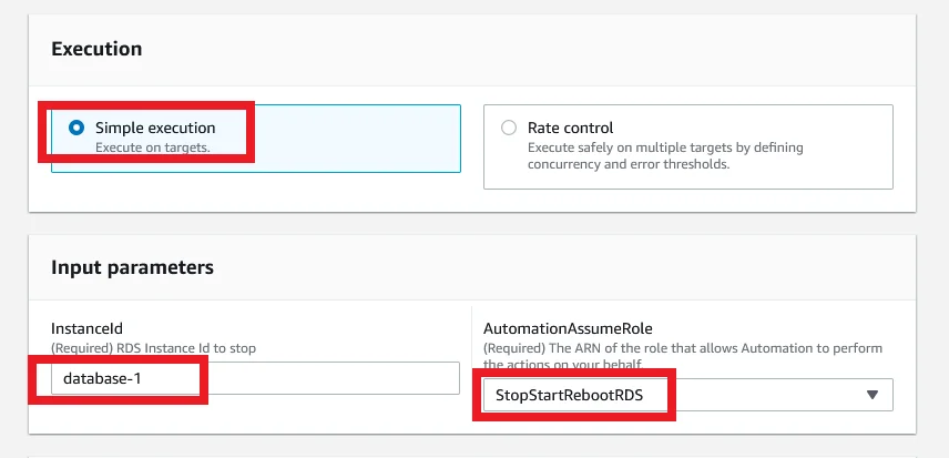 Stop and Start RDS Instance Automatically using System Manager State Manager Select Execution