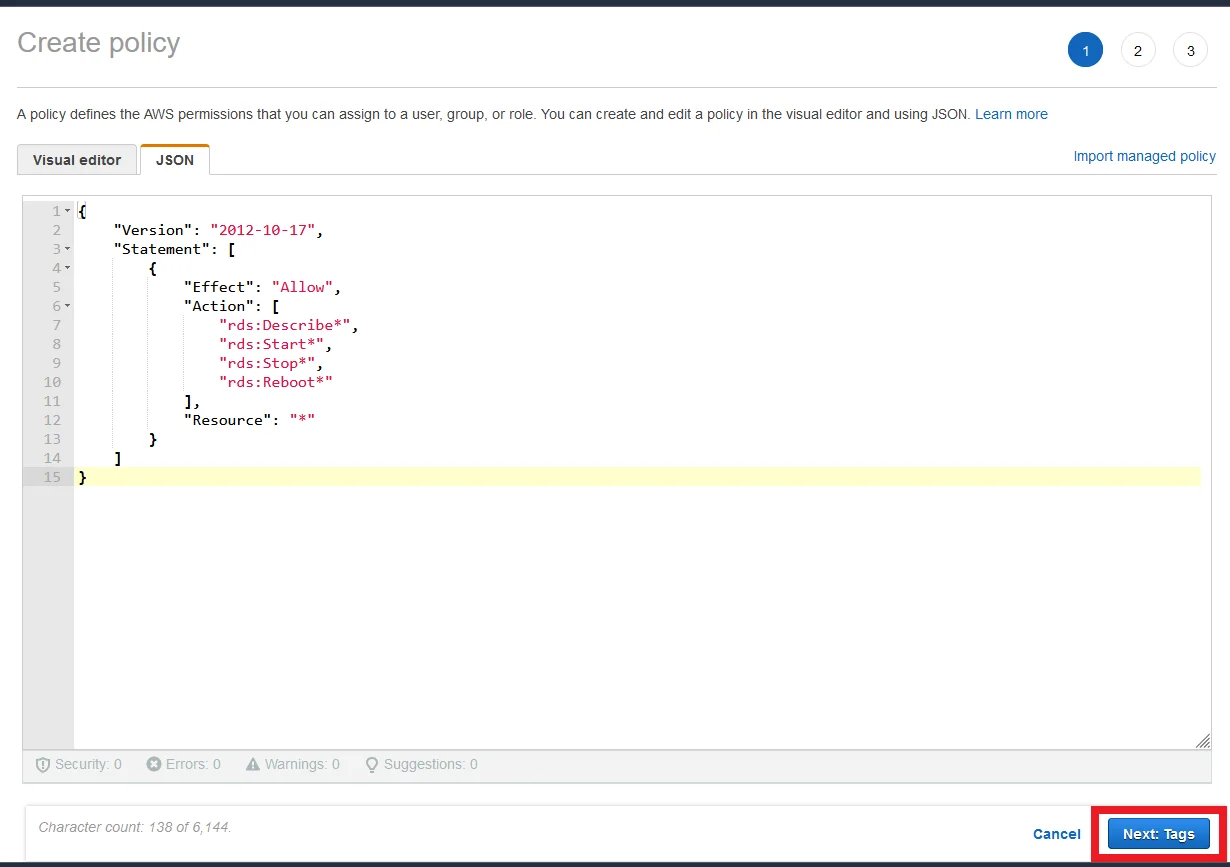 Stop and Start RDS Instance Automatically using System Manager Add Permissions