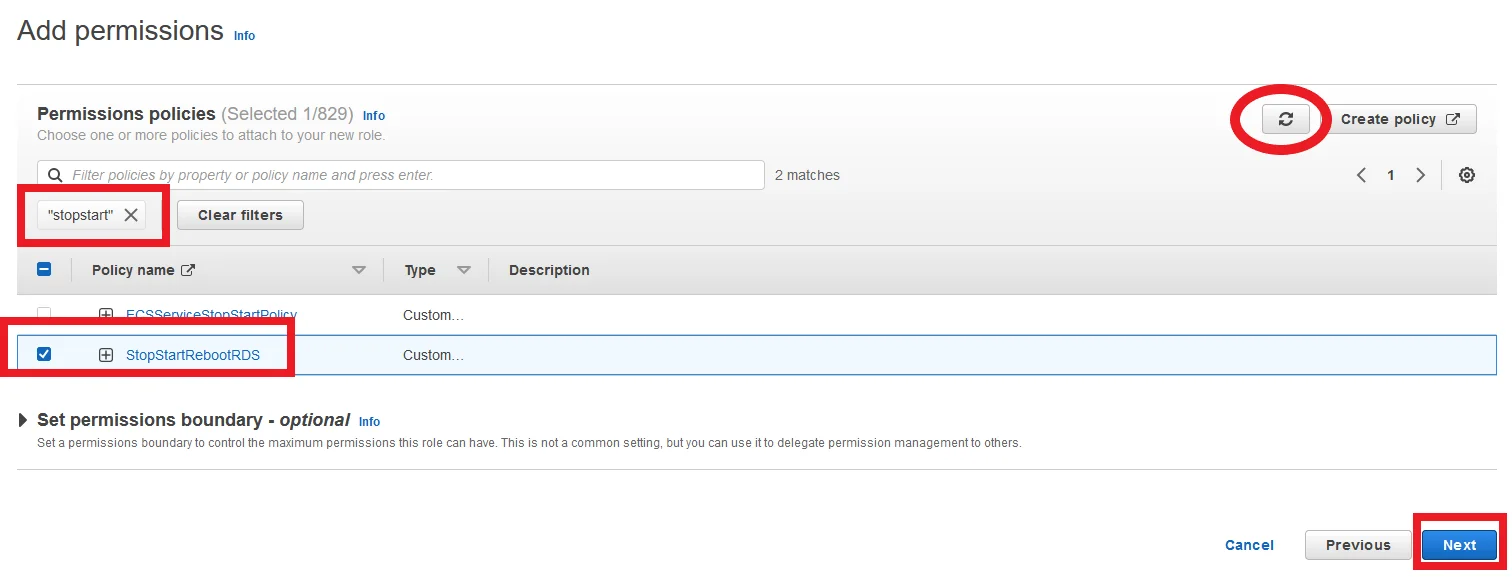 Stop and Start RDS Instance Automatically using System Manager Add policy