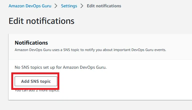Enable Amazon DevOps Guru For RDS Add Notification in DevOps Guru Add SNS Topic