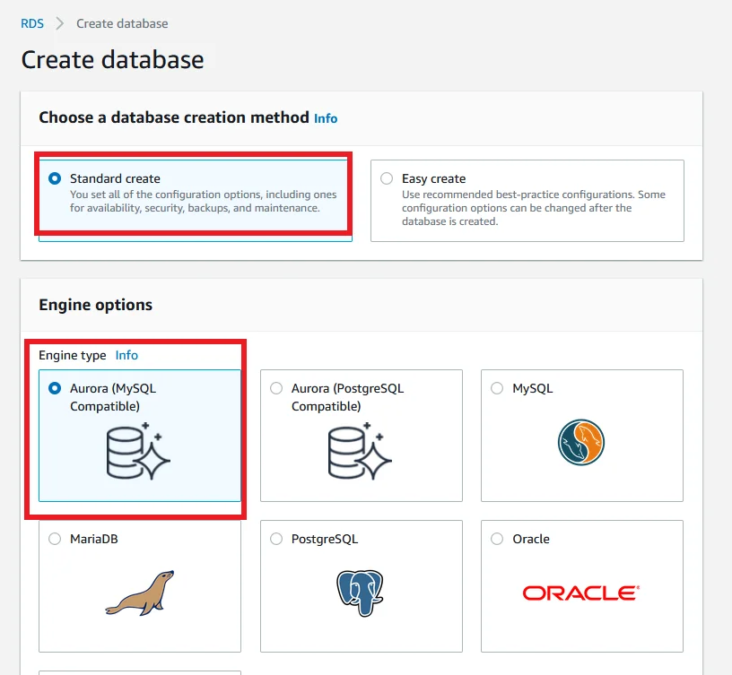 Enable Amazon DevOps Guru For RDS Create Database with DevOps Guru Choose Type