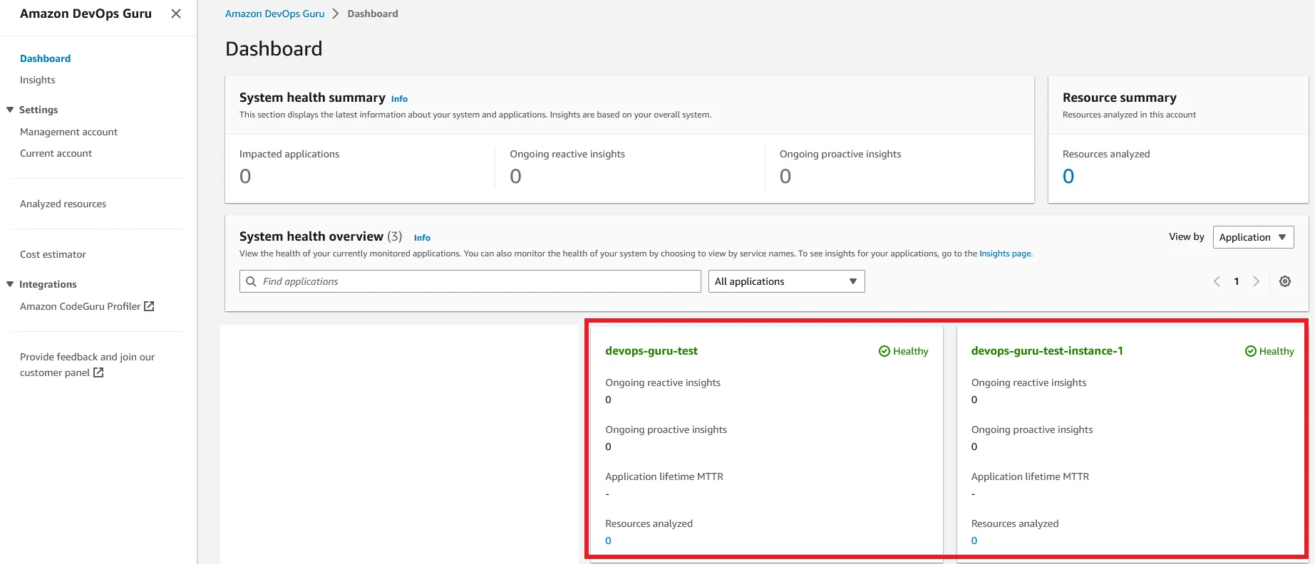 Enable Amazon DevOps Guru For RDS DevOps Guru Dashboard with RDS cluster