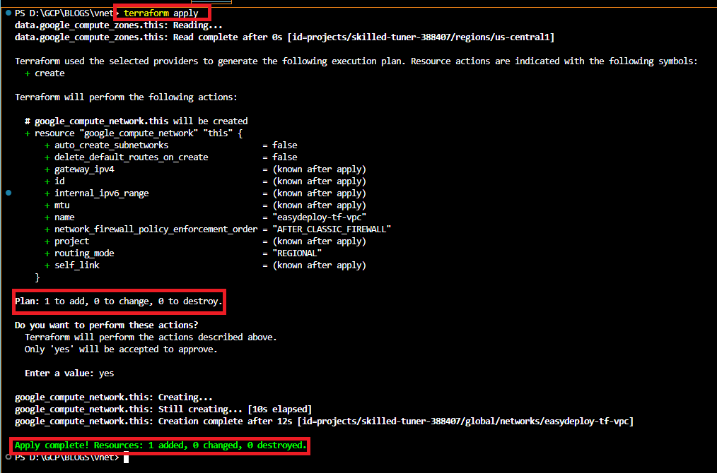 Terraform script FOR VPC Network