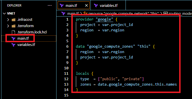 Terraform script FOR VPC Network