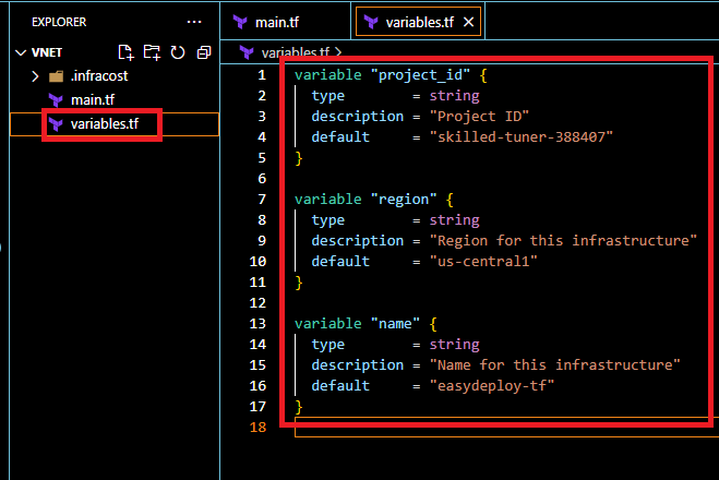 Terraform script FOR VPC Network