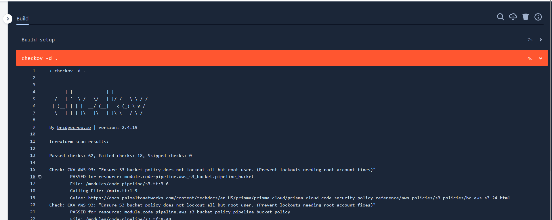 bitbucket pipeline failing checkov checks