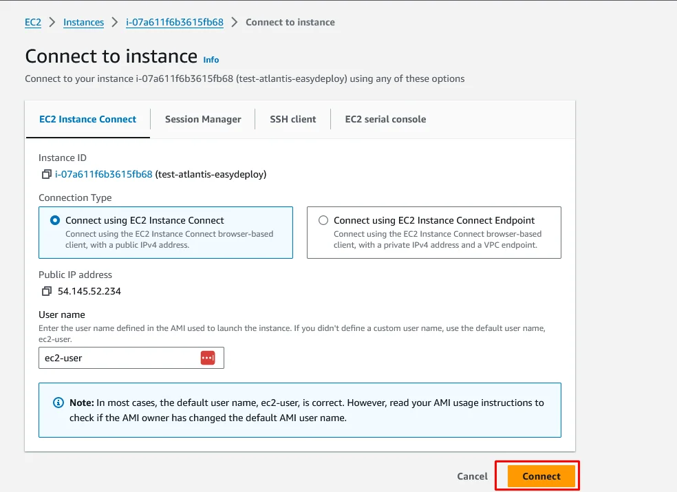 AWS EC2 instance connect