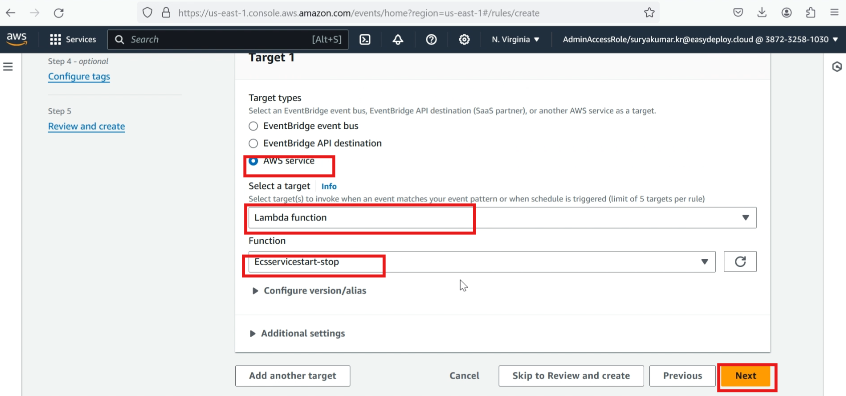 lambda in Eventbridge