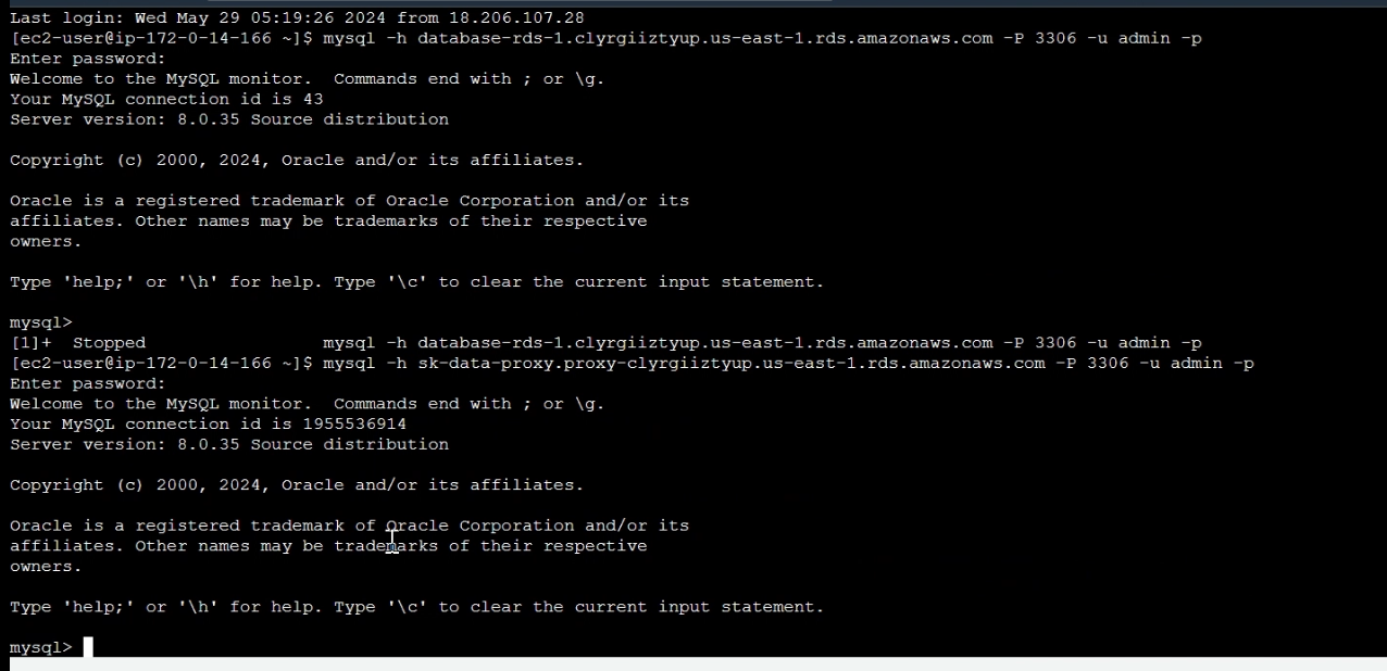 RDS database connection with EC2 instance