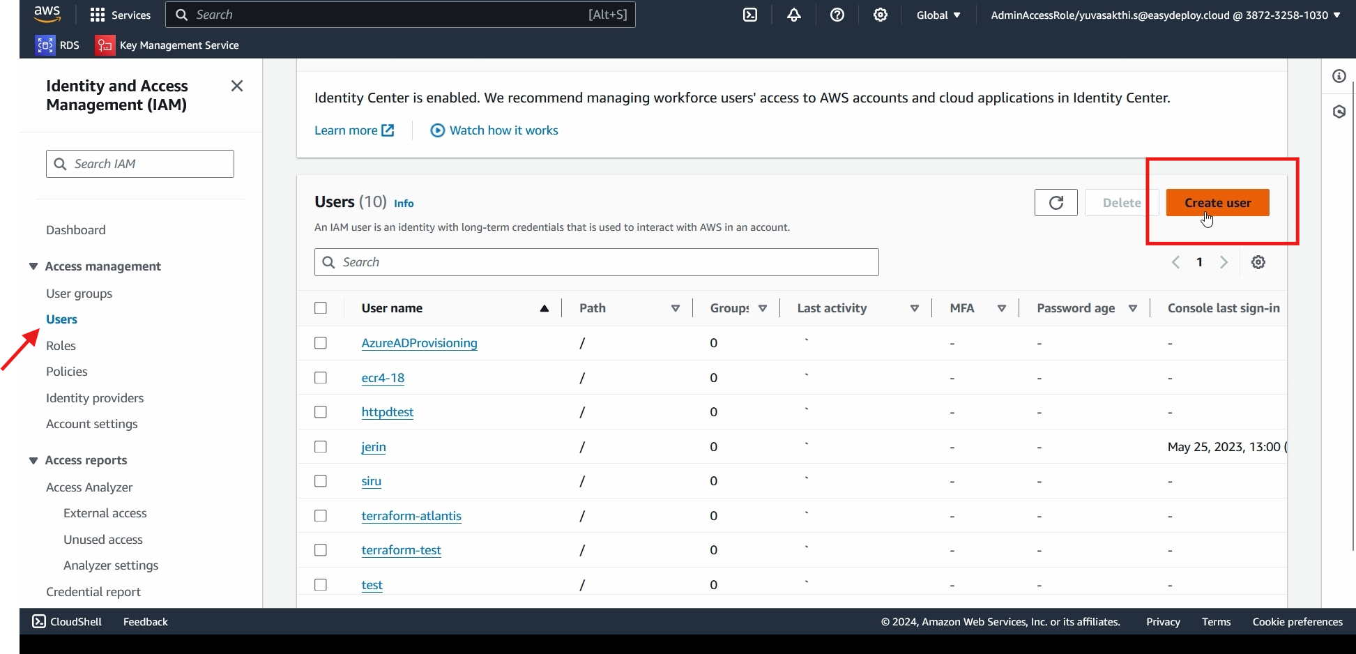 Adding IAM user
