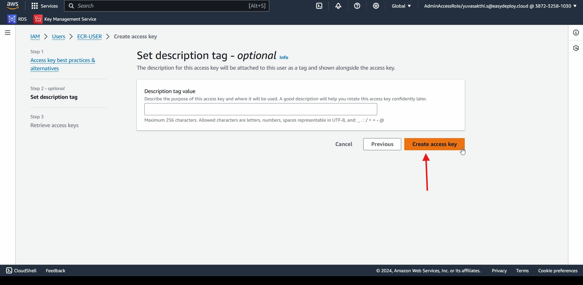 Creating access key